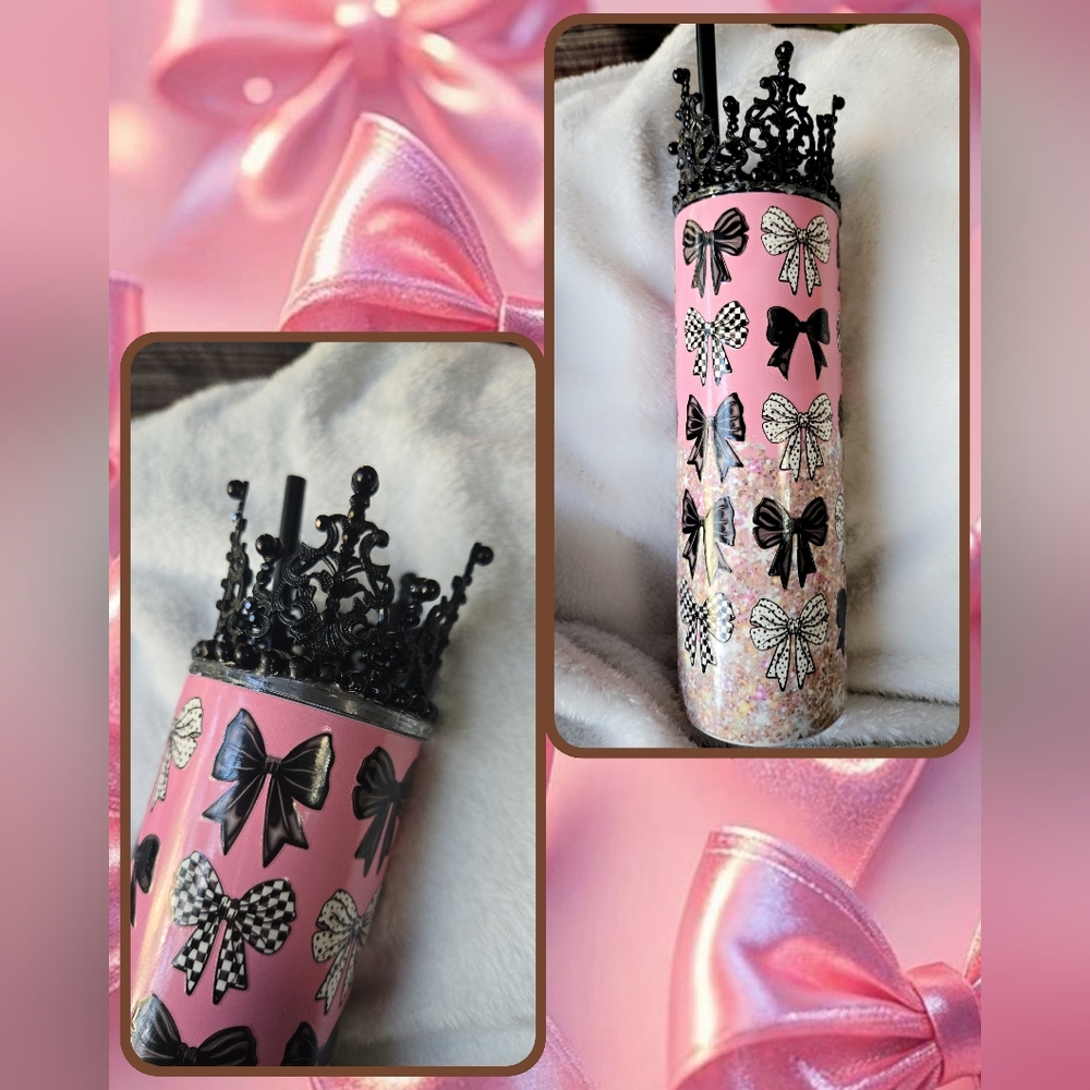 Pink Bow Crown Tumbler